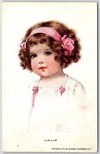 Bessie Pease Gutmann Lucille 1911 UNP VTG Postcard Adorable Cute Girl curly hair picture