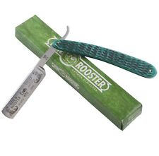 Hen & Rooster Folding Razor Knife Green Pick Bone Handle Stainless Blade picture