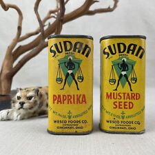 SUDAN Vintage Spice Tins Paprika & Mustard Seeds Wesco Foods picture