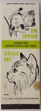 Rare Diamond Matchbook Cover Draw Me Cat Scottie Dog Art Instruction Schools MN picture