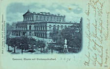 HANNOVER GERMANY~THEATER mit STROHMEYERDENKMAL~1898 KARL WUNDER POSTCARD picture