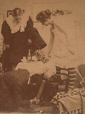 Antique Real Photograph Stereoscope Stereograph Sepia Tone ‘Biddy Sees A Rat’ picture