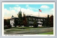 Corvallis OR-Oregon, High School, Antique, Vintage Souvenir Postcard picture