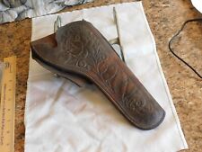 Antique Dark Brown Tooled Leather Holster Western Cowboy picture