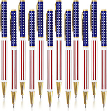 16Pcs Patriotic Pen American Flag Ballpoint Pen Metal Retractable Black Ink Pens picture