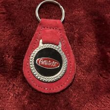Vintage Keychain PETERBILT Truck Tractor Key Fob Ring FAUX SUEDE LEATHER & METAL picture