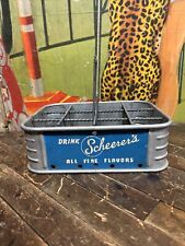 VINTAGE C. 1950 DRINK SCHEERERS SODA 12 PACK STADIUM CARRIER CRATE SIGN INDIANA picture