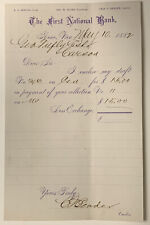 1882 CARSON CITY DRAFT PAYMENT COLLECTION NOTE FROM FIRST NATIONAL BANK picture