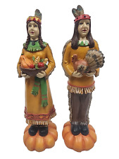 Thanksgiving Native American Indian Couple Figurines 12 Inches Tall picture