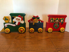 Vintage 3-Pc Wood Santa's Express Train Handpainted Folk Art by Freda George 26
