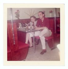 VTG Photo Couple Man Woman 1950s Diner Formica Table Drinking Bottled Beer picture
