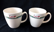 2 pair LL Bean Maine Coffee Tea Mugs Vacation Land Lighthouses Camden Harbor picture