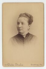 Antique Circa 1880s ID'd Cabinet Card Beautiful Woman Named Mamie Reading, PA picture
