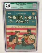 World’s Finest Comics #6 CGC 2.0 Qualified KEY (Early Superman & Batman) 1942 DC picture