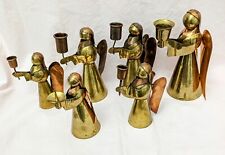 Vtg Brass & Copper Angel Candlestick Holders Lot Of 6 Collection Christmas picture