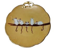 Antique France 1912 Hand Painted Gold Trim Plate Five Mice on A Branch Signed MB picture
