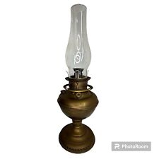 Vintage/Antique Miller Oil Lamp Brass Kerosene Oil Lamp w Fancy Foot & Chimney picture