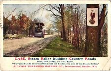 Case Steam Roller Case Threshing Machine Co Racine WI Divided Postcard c1909 picture