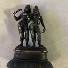 Antique Vintage Brass Hare Krishna Radha God Statue Idol Rare Collectible 5–1/2” picture