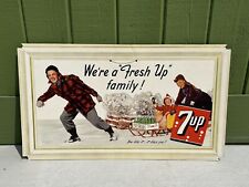 Vtg 1949 7-Up Snow Scene Litho Cardboard Sign w/3D Fold Out Frame NOS Unused picture