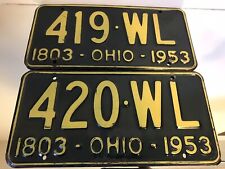 Sequential Sesquicentennial  1953 Ohio Plates 420 419 Amazing Condition Rare picture