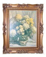 RALPH CAOLO Vintage Floral Still Life Lithograph in Carved Wood Frame picture