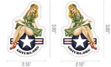 WWII Bomber Got Ur 6 pinup girl 2x3 opposing stickers. WWII Nose art GotUr6.org picture