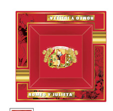 ROMEO Y JULIETA Large Cigar Ashtray Red Ceramic Gold Accents picture
