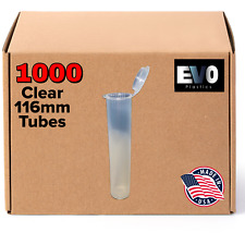 116mm Pre-Roll Tubes - Clear - 1000 Count -  USA Made - King Size - BPA Free picture
