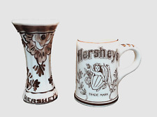 Hershey’s Chocolate Lot Of 2 Miniature Porcelain Vase & Mug Brown / White Vtg picture