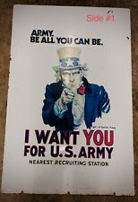 RARE  VINTAGE 1980 METAL UNCLE SAM I WANT YOU FOR US ARMY RECRUITING SIGN picture