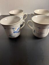 Newcor Countryside Set Of 4 Mugs Blue Ribbon  Geese Ducks Stoneware 1987 picture
