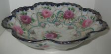 Unmarked Nippon Hand Painted Serving Bowl with Roses Moriage and 22K Gold Trim picture