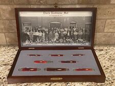 Case Dark Redbone knife set with scrolled case, employees of 1929, RARE 419/500  picture
