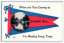 c1940's When Are You Coming I'm Meeting Every Train To Springfield MA Postcard picture