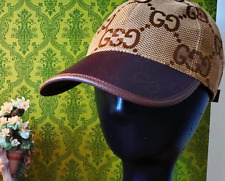 Gucci Jumbo GG Beige Brown Canvas w Leather Brim Monogram Baseball Cap Hat picture
