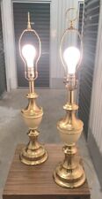 Fabulous Pair Of Vintage Brass And  Enamel  3 Way Table Lamps picture