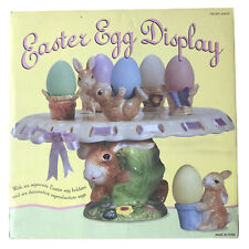 CERAMIC EASTER EGG DISPLAY COSTCO SET pastel speckled decorative eggs stand NEW picture
