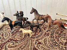 Vintage Cast Metal  Horse Statues with Saddles Lot of 6 picture