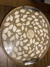 Vintage Design Gifts Epoxy Resin Lucite Abalon Seashells Hot Plate Serving Tray picture