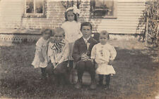 RPPC Five Young Children DRESSED in Sunday Best Vintage AZO POSTCARD picture
