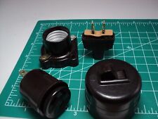 VINTAGE LOT OF 5 BROWN BAKELITE ELECTRICAL OUTLETS-SOCKETS-SWITCH picture