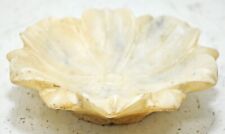Vintage White Marble Lotus Shaped Flower Bowl Original Old Hand Carved picture