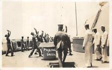 RPPC PHYSICAL DRILL SHIP MILITARY REAL PHOTO POSTCARD (c.1920s) picture