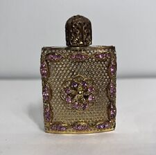 Antique Vintage 1920s Perfume Bottle Irice Czech Pink Jeweled Filigree picture