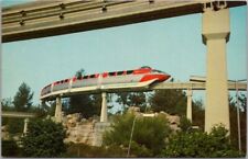 Vintage DISNEYLAND Tomorrowland Anaheim CA Postcard Red Monorail E-6 Unused picture
