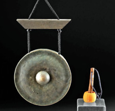 19th Cent. Burmese Brass Meditation Gong with Mallet Myanmar ca. 19th early 20th picture