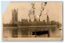 c1920's London UK, Houses Of Parliament Boat Scene RPPC Photo Vintage Postcard picture