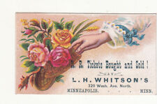 L H Whitson's Railroad Tickets Bought & Sold Minneapolis MN Vict Card c1880s picture