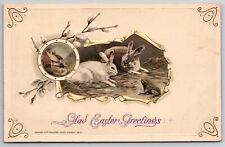 Easter~Peel-Back Panorama~Rabbits~Frog~Inset~Silver-Gold~Emboss~1913 John Winsch picture